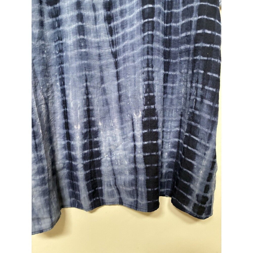 Bloom Chic Blue Tie Dye Linen Blend Blouse Size 18-20 Boho Coastal - Picture 10 of 11